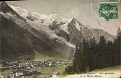 CPA Chamonix Vue generale et le Mont Blanc 