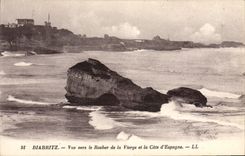 CPA Biarritz Vue vers le Rocher de la Vierge et la Cote d'Espagne 