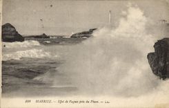 CPA Biarritz Effet de Vagues pres du Phare 