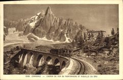 CPA Chamonix Chemin de fer du Montenvers et Aiguille du Dru Train