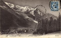 CPA Chamonix Vue generale et le Mont Blanc 