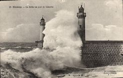 CPA Fecamp La Jetee un jour de tempete 
