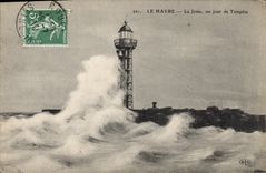 CPA Le Havre La Jetee un jour de Tempete 