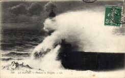 CPA Le Havre Pendant la Tempete 