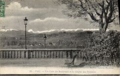 CPA Pau Un coin du Boulevard et la Chaine des Pyrenees 