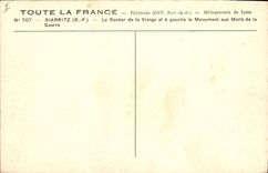CPA Biarritz Le Rocher de la Vierge et a gauche le Monument aux Morts de la Guere