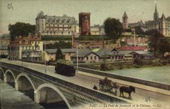 CPA Pau Le Pont de Jurancon et le Chateau Tramway Cheval 