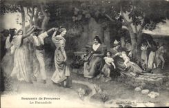 CPA Souvenir de Provence La Farandole 
