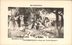 CPA En Provence La Farandole tableau par Valere Bernard 