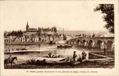 CPA Vieille gravure representant la vue generale de Gien 