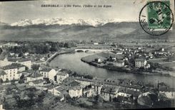 CPA Grenoble L'Ile Verte l'Isere et les Alpes 