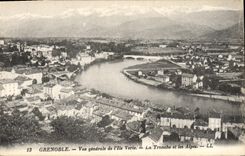 CPA Grenoble Vue generale de l'Ile Verte La Tronche et les Alpes 