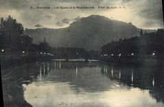 CPA Ggrenoble Les Quais et le Moucherotte Effet de nuit 
