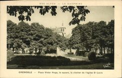 CPA Grenoble Place Victor Hugo le square le clocher de l'eglise St Louis 