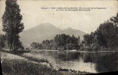CPA Herault Lamalou les Bains l'Orb en aval de la Passerelle Au fond les Montagnes Silencieuses 