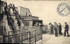 CPA Marseille Sommet de l'Ascenseur de N D de la Garde la sortie 