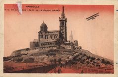 CPA Marseille N D de la Garde church Avion Aviation