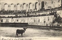 CPA Course de taureaux Espagnole aux Arenes d'Arles El Cachettero 