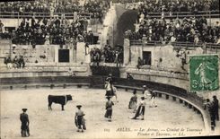 CPA ARLES Les Arenes Course de Toureaux picador et Taureau LL