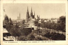 CPA STRASBOURG LE PONT DES VOSGES ET L'EGLISE SAINT PAUL