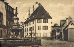 CPA Colmar LE. Partie beim Rosselmann Denkmal