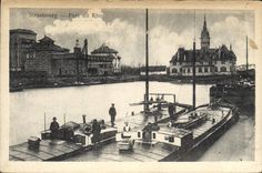 CPA Strasbourg port du Rhin Bateaux