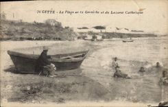 CPA CETTE La plage ae ta Corniche et du Lazaret Catholique