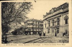 CPA SETE Station Balneaire et Climatique Le Theatre et Avenue Victor Hugo