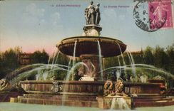 CPA Aix en Provence la grande Fontaine Lion