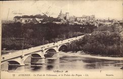 CPA Avignon Le Pont de Villeneuve et le Palais de Papes