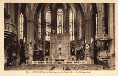 CPA Perpignan Interieur La Cathedrale Maitre Autel