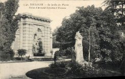 CPA Toulouse Le Jardin des Plantes Statue d'Armand Sylvestre et Fontaine