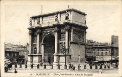 CPA Marseille Place Jules Guesde et l'Arc de Triomphe 