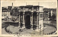CPA Marseille La Place Jules Guesde et l'Arc de Triomphe 