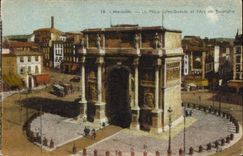 CPA Marseille La Place Jules Guesde et l'Arc de Triomphe 