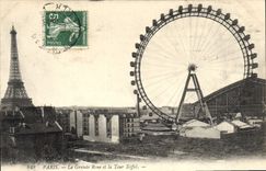 CPA Paris La Grande Roue et la Tour Eiffel 