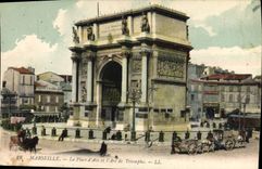CPA Marseille La Place d'Aix l'Arc de Triomphe 