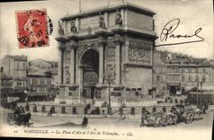 CPA Marseille La Porte d'Aix et l'Arc de Triomphe 