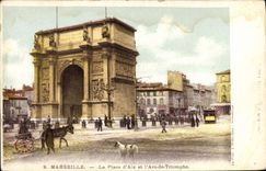 CPA Marseille La Place d'Aix et l'Arc de Triomphe 