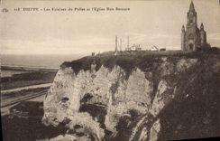 CPA Dieppe Les Falaises du Pollet et l'Eglise Bon Secours 