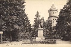 CPA Colmar Statue et Jardin Bartholdi 