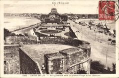 CPA Cote d'Emeraude Saint Malo Vue Generale Vers la Grande Plage et Les Bassins 
