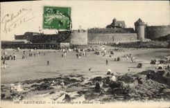 CPA Saint Malo La Grande Plage et le Chateau 
