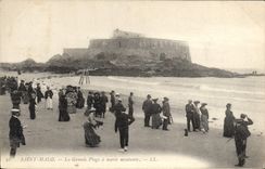 CPA Saint Malo La Grande Plage A Maree Montante 