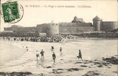 CPA St Malo La Plage a Maree Montante Le Chateau 