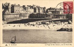CPA Saint Malo La Plage de Bon Secours Vue du Grand Bey 