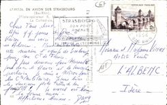 CPA En avion sur Strasbourg Bas Rhin Pilote operatuer R Honrard Le Cathedrale 
