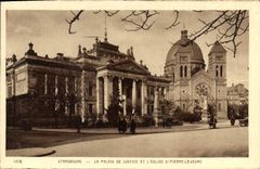 CPA Strasbourg Le Palais de Justice et l'Eglise S Pierre LeJeune 