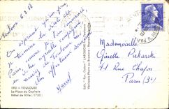 CPM Toulouse La Place du Capitale Hotel de Ville