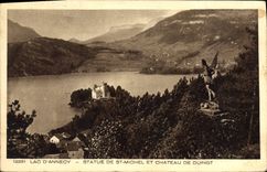 CPA Lac d'Annecy Statue de St Michel et Chateau de Duingt